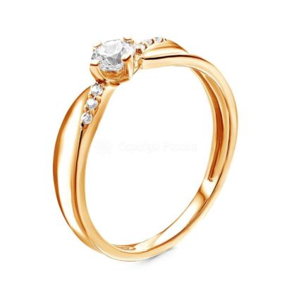 Кольцо из золочёного серебра с фианитами 925 пробы К-2821-З