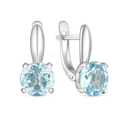 Серьги из серебра с топазом родированные 925 пробы 2-156р402