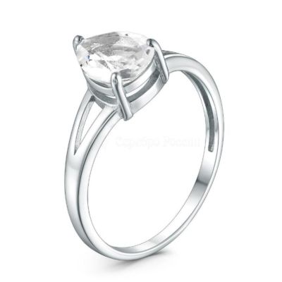 Кольцо из серебра с натуральным горным хрусталём родированное 925 пробы 1-501р429