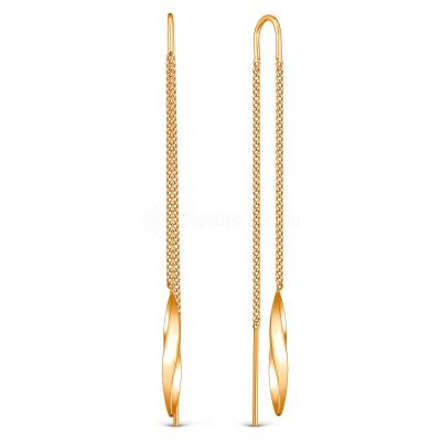 Серьги-продёвки из золочёного серебра 925 пробы п7-716з