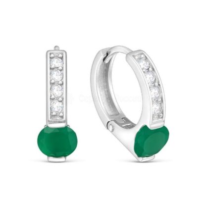 Серьги из серебра с натуральным агатом и фианитами родированные 925 пробы 2-4207р40900