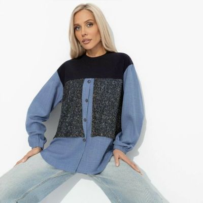 Свитшот комбинированный Стиль по-взрослому (голубой)