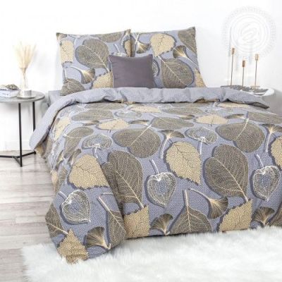 КПБ Золотые листья -поплин DE LUXE-Евро  Артикул: 914