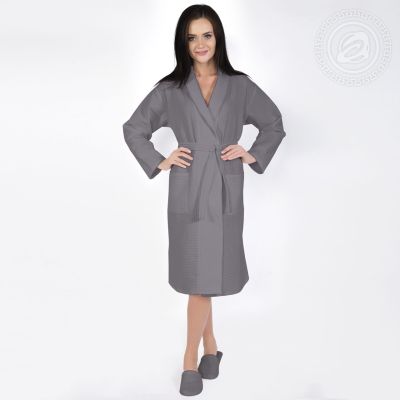 Sale! Халат запашной с воротником (серебро) XL 56-60