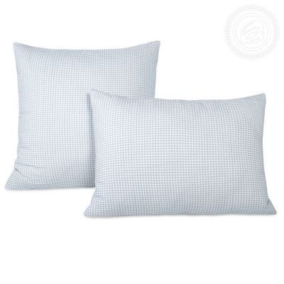 Трикотажная наволочка на молнии Клетка (серый) -70х70 арт258