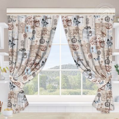 Шторы для кухни с подхватом Либретто арт Ш.145.180 145*180