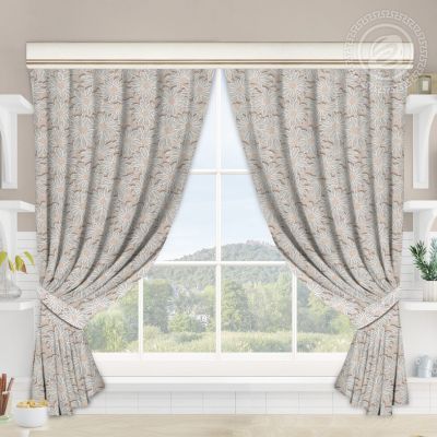 Шторы для кухни с подхватом София серая арт Ш.145.180 размер 145*180