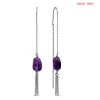 Серьги-продёвки из родированного серебра с аметистом 925 пробы 15591AMRH