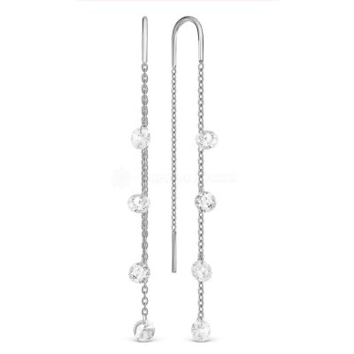 Серьги-продёвки из серебра с фианитами родированные 925 пробы 111016_001