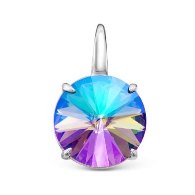 Подвеска из серебра с кристаллом Swarovski родированная 925 пробы 0042п-001Vl